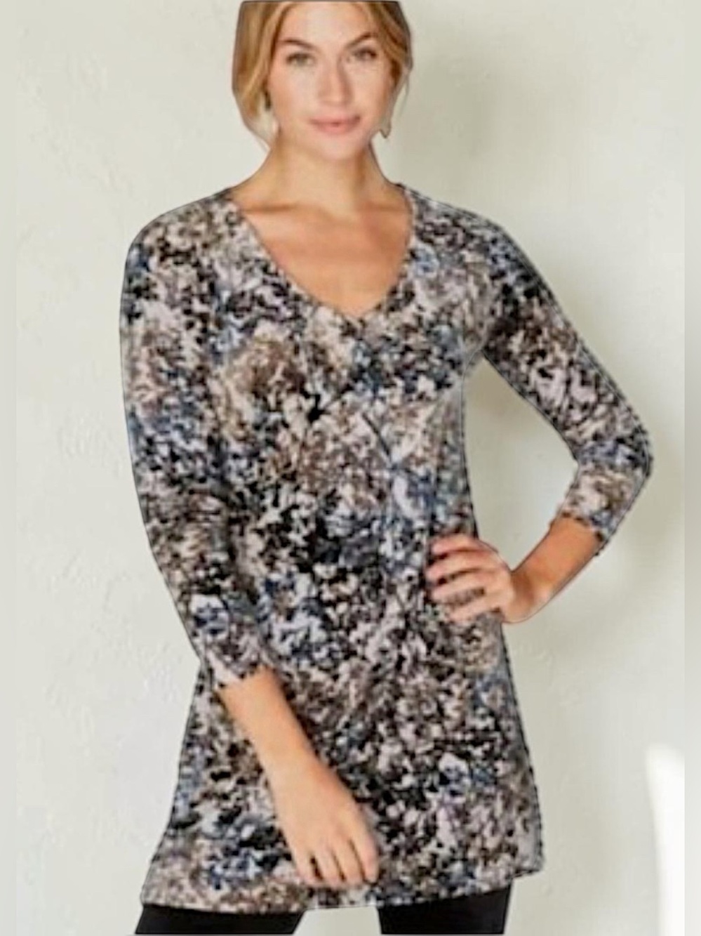J. JILL PURE JILL Women’s L Zinc Calm Vibes Winter Floral Velour Tunic Top